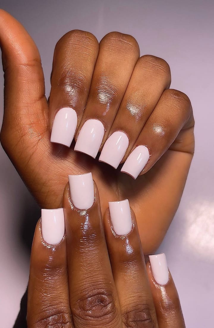 Gel set, short — soft pink square nails